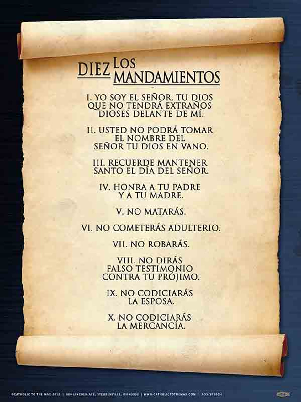 Spanish 10 Commandments Poster photo about Catholic Ten Commandments Printable referred to as Spanish 10 Commandments Poster